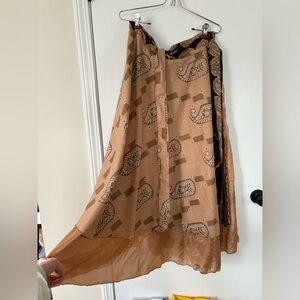 Jackpot 100% Silk Brown Paisley 100 Ways to Wear Wrap Skirt Vintage 1990s BNWT